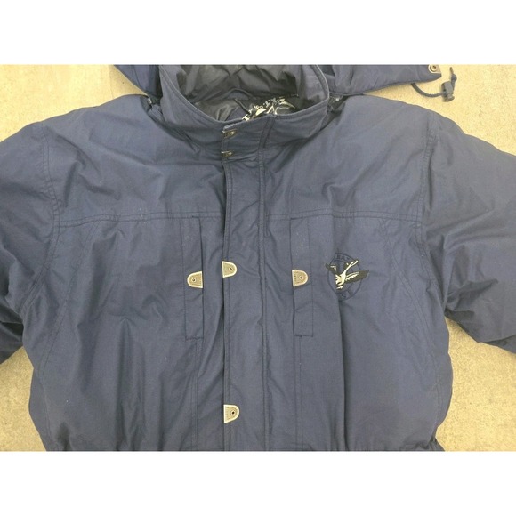 VTG Triple F.A.T. Goose Down Filled Parka Jacket Blue Removable Hood 1990's L - Picture 4 of 15